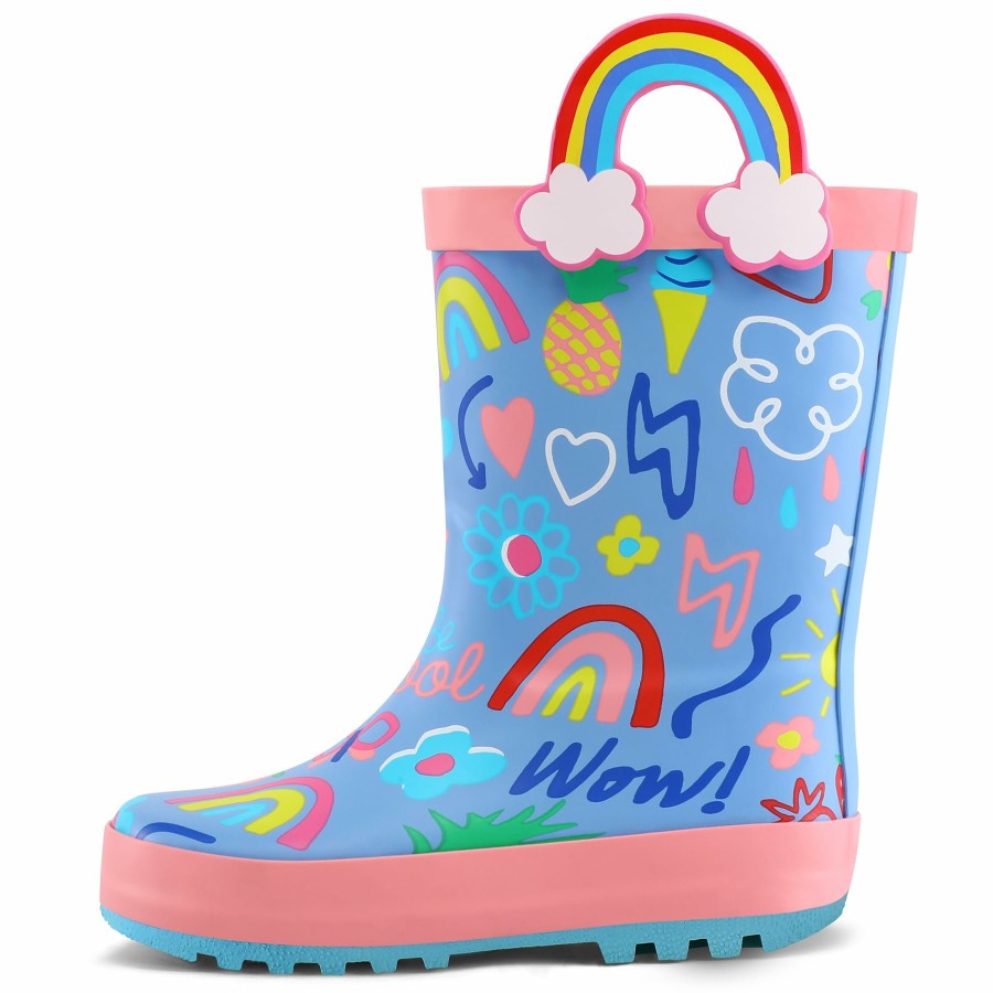 Kids my soft | Cute Cartoon Rainbow Handle Kids Rain Boots