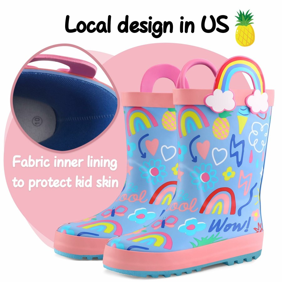 Kids my soft | Cute Cartoon Rainbow Handle Kids Rain Boots