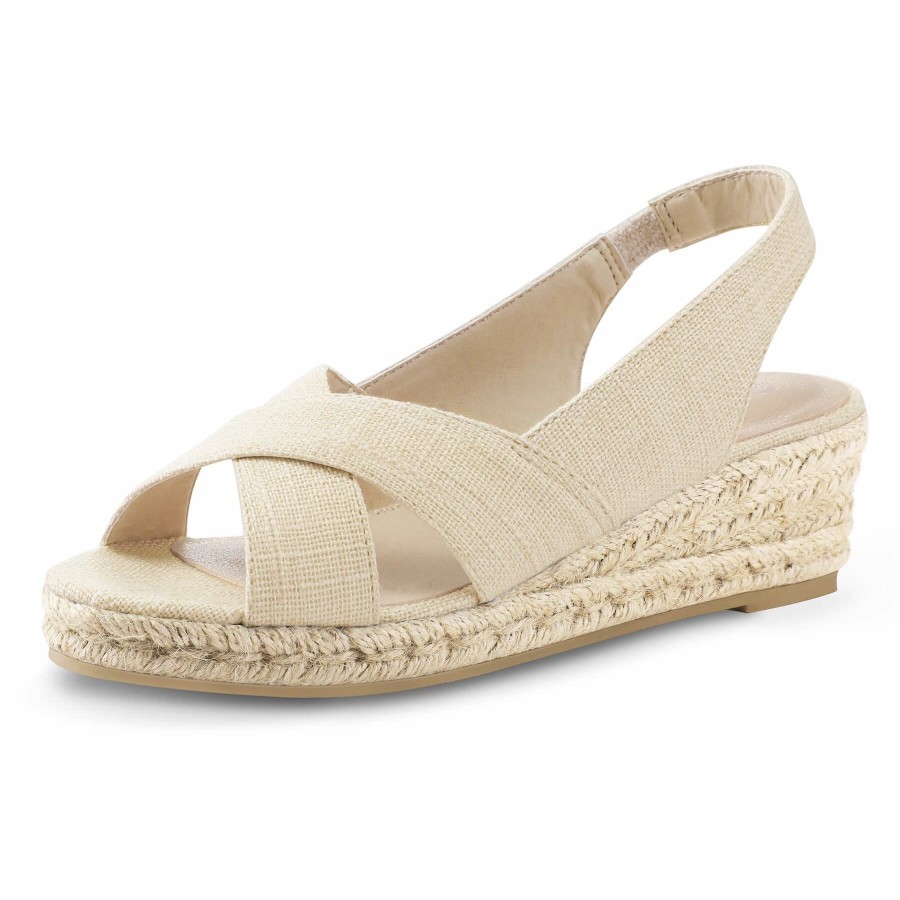 Women my soft Wedge Sandals | Espadrille Wedge Cross Elastic Sandals