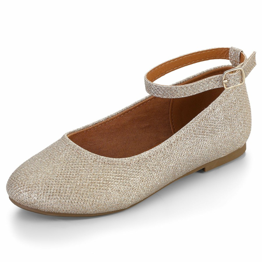 Kids my soft | Kids Dress Shoes-Silver Glitter Ankle Strap Ballet Flats