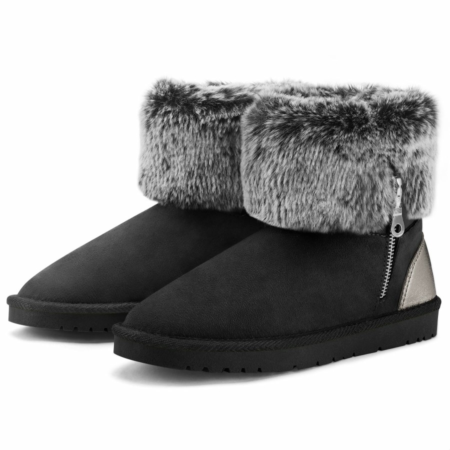 Women my soft Snow & Winter | Warm Fur Mid-Calf Slip On Snow Boots