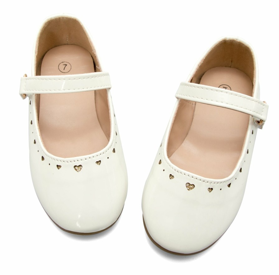 Kids my soft | Kids Dress Shoes-Hollow Heart White Mary Jane Shoes