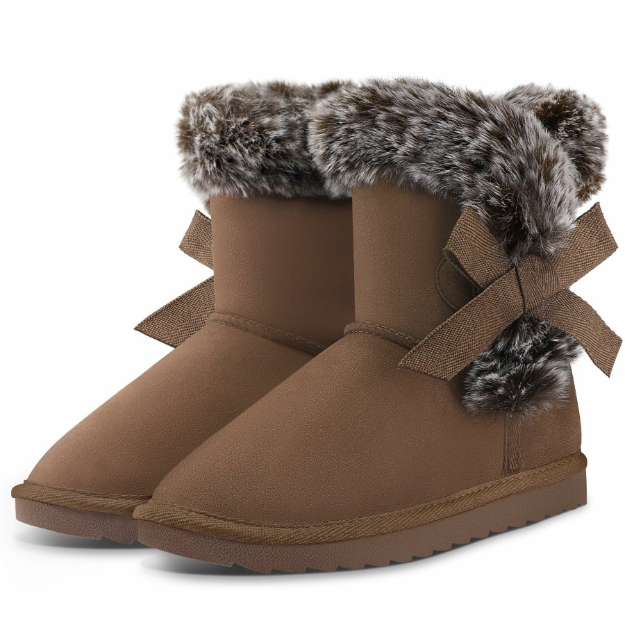 Kids my soft | Girls Bow Tie Warm Fur Lined Snow Boots