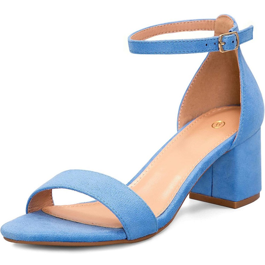 Women my soft Dress Heels | Bright Ankle Strap Round Toe Low Heel Sandals