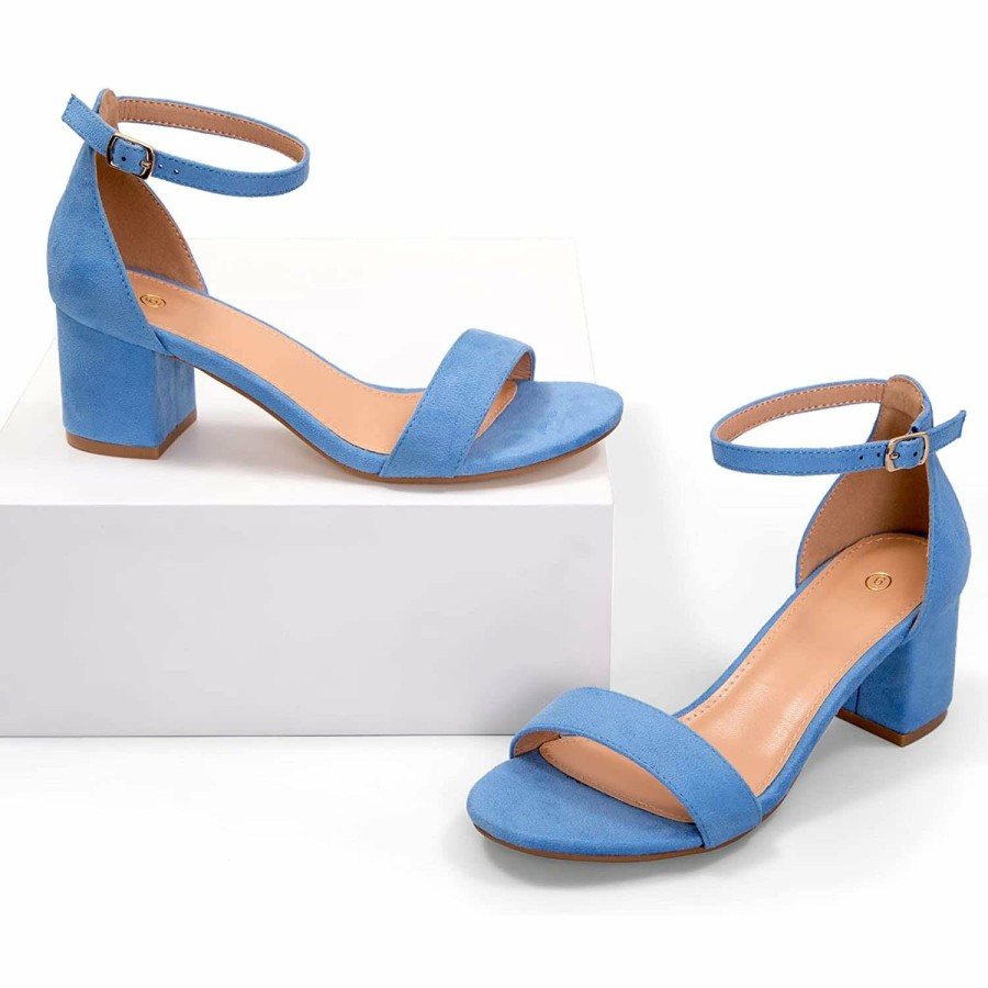 Women my soft Dress Heels | Bright Ankle Strap Round Toe Low Heel Sandals