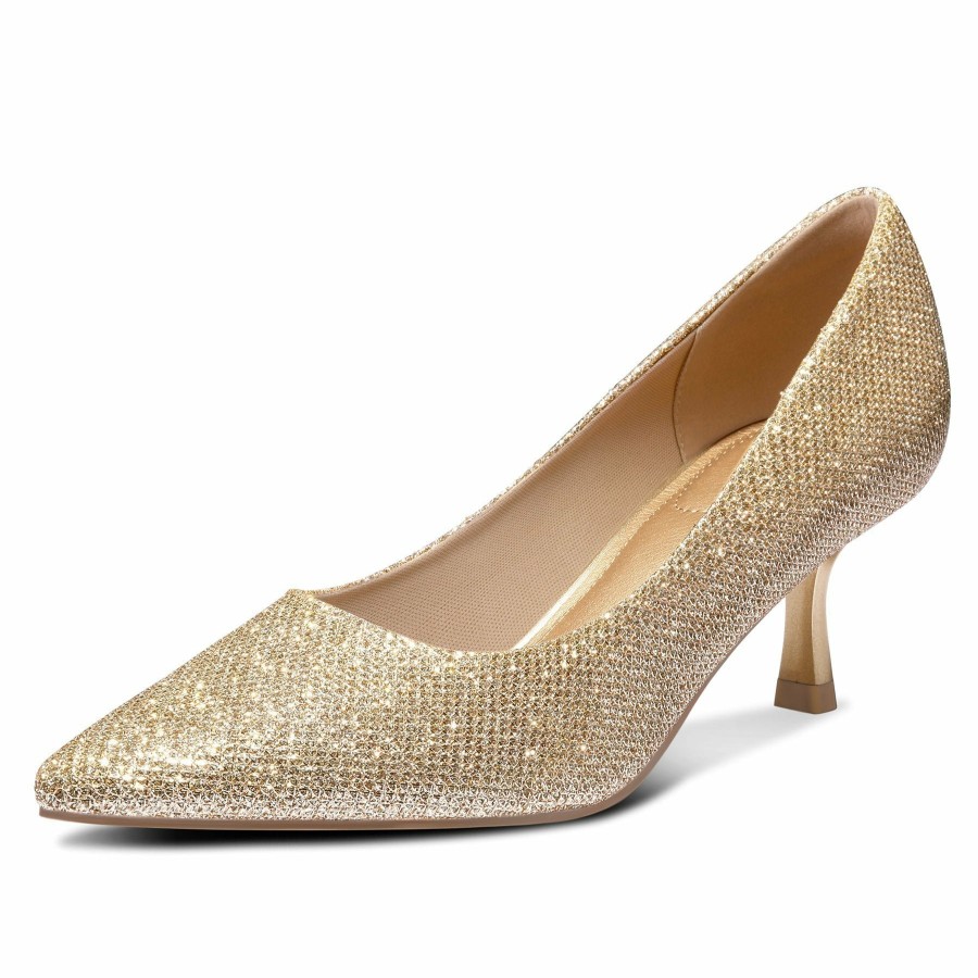 Women my soft Dress Heels | Glitter Closed Toe Dress Classic Pumps