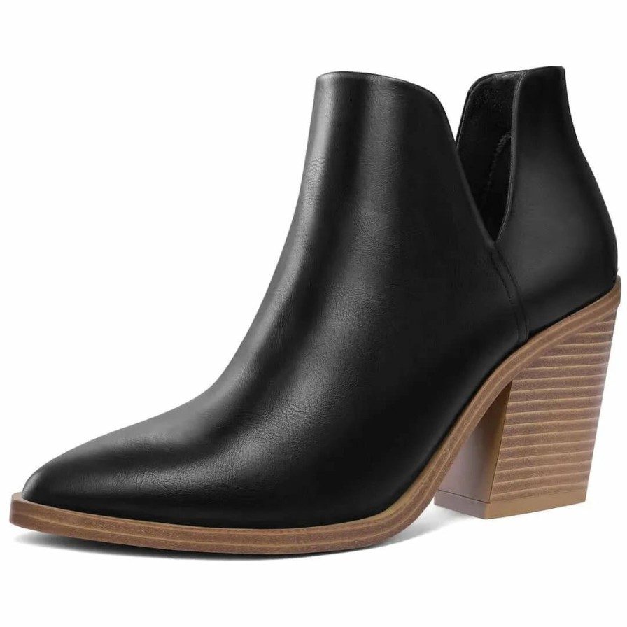 Women my soft Heeled Boots | Cutout Pointed Toe Ankle Chelsea Boots Black/White