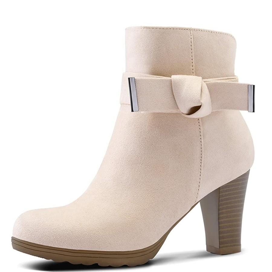 Women my soft Heeled Boots | Classic Bow Suede Heeled Ankle Boots