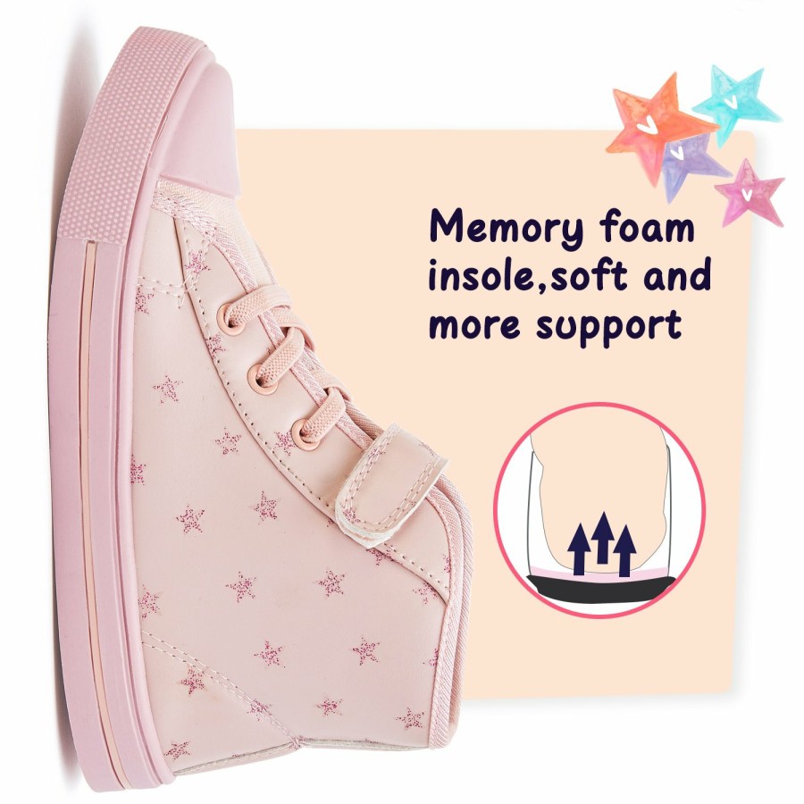 Kids my soft | Pink Star Canvas High-Top Sneakers