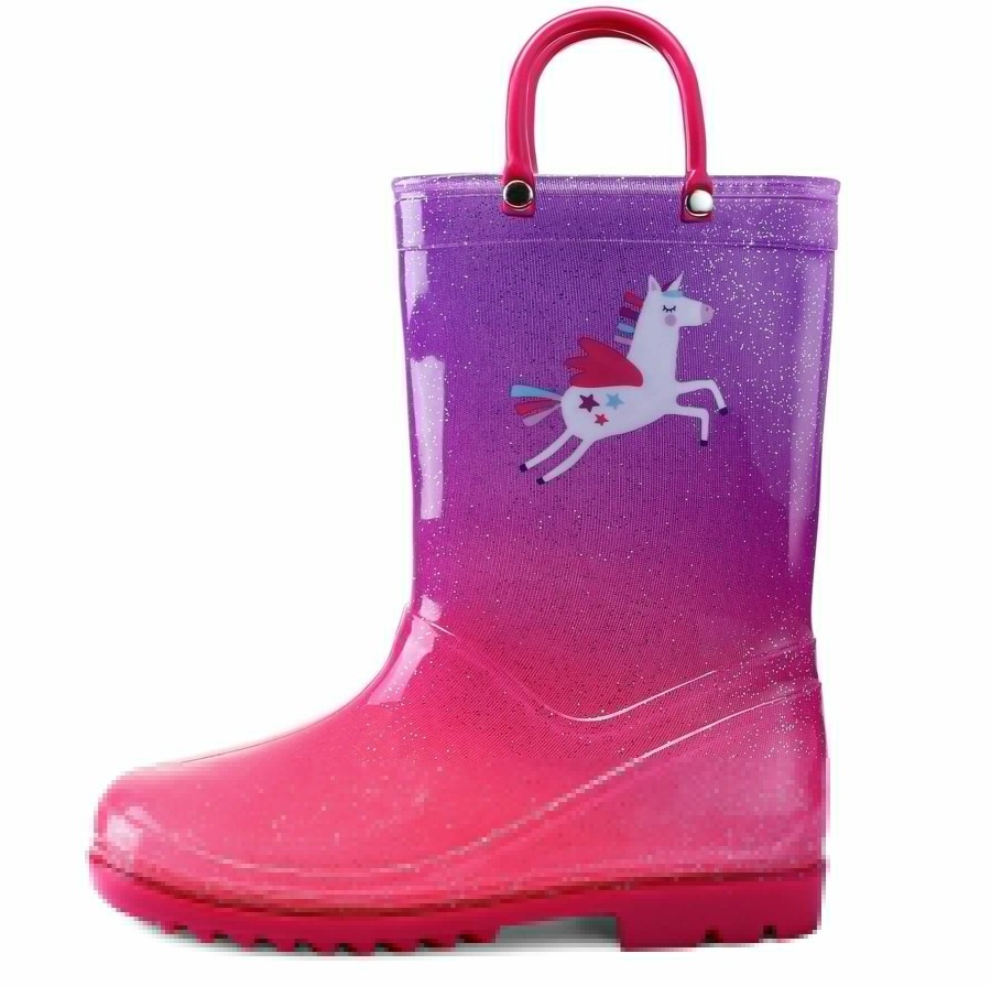 Kids my soft | Unicorn Glitter Magenta Gradient Rubber Rain Boots