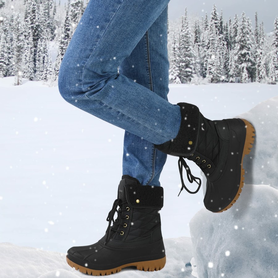 Women my soft Snow & Winter | Winter Warm Lace-Up Duck Leather Boots