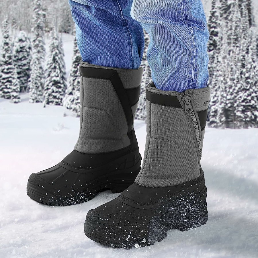 Men my soft | Fur Lined Thinsulate Insulation Waterproof Snow Boots Gray