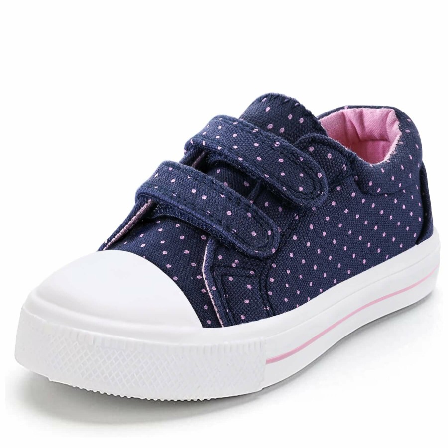 Kids my soft | Dark Blue Sneakers With Purple Polka Dot Velcro