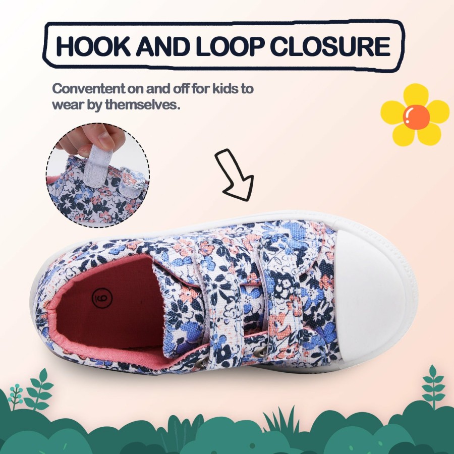 Kids my soft | Colorful Flowers Double Velcro Canvas Walking Shoes