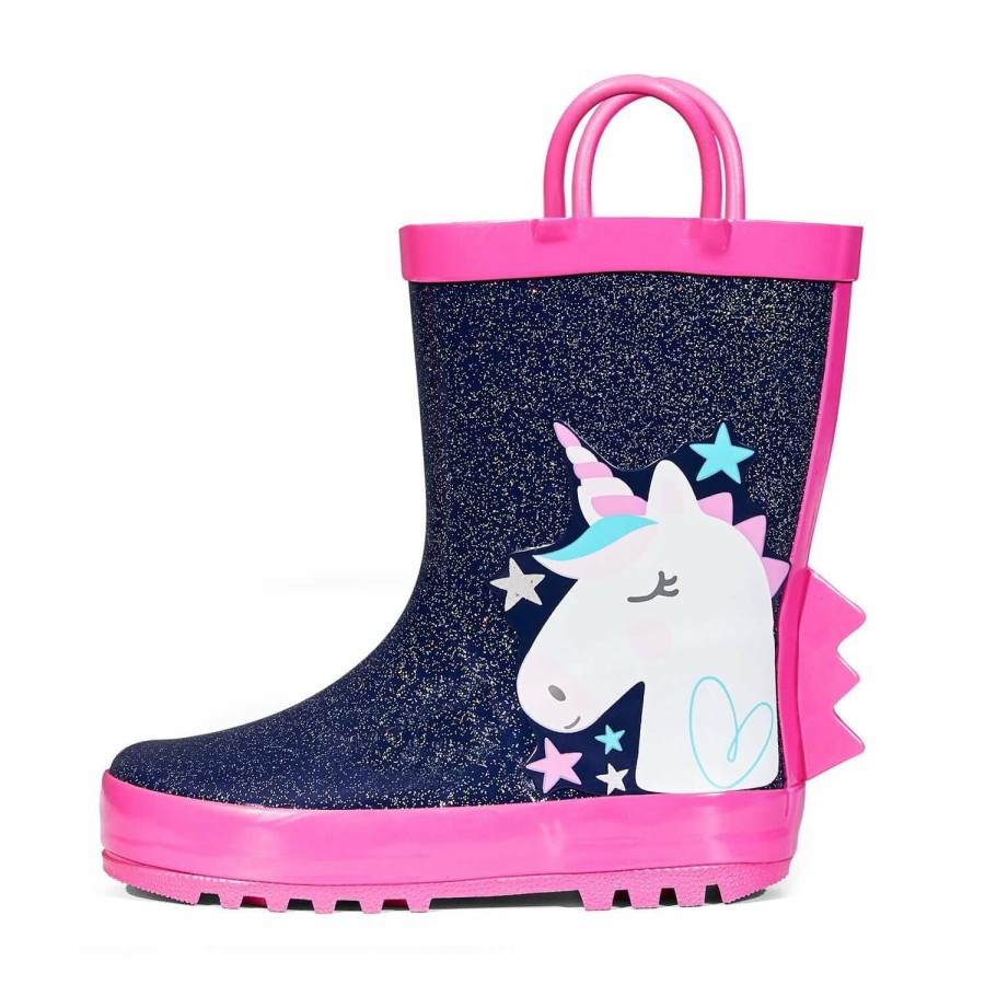 Kids my soft | White Unicorn Star Glitter Rubber Rain Boots