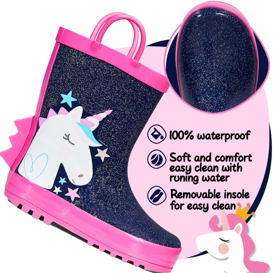 Kids my soft | White Unicorn Star Glitter Rubber Rain Boots