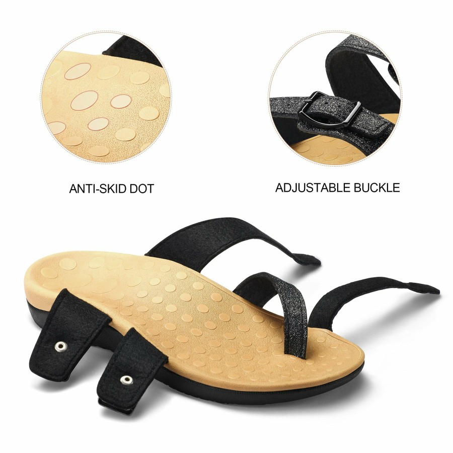 Women my soft | Orthopedic Black Arch Support Flip Flops