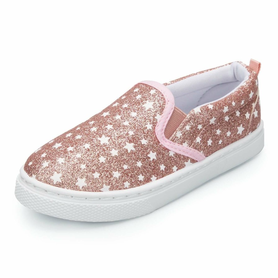 Kids my soft | White Stars Pink Glitter Slip-On Espadrilles