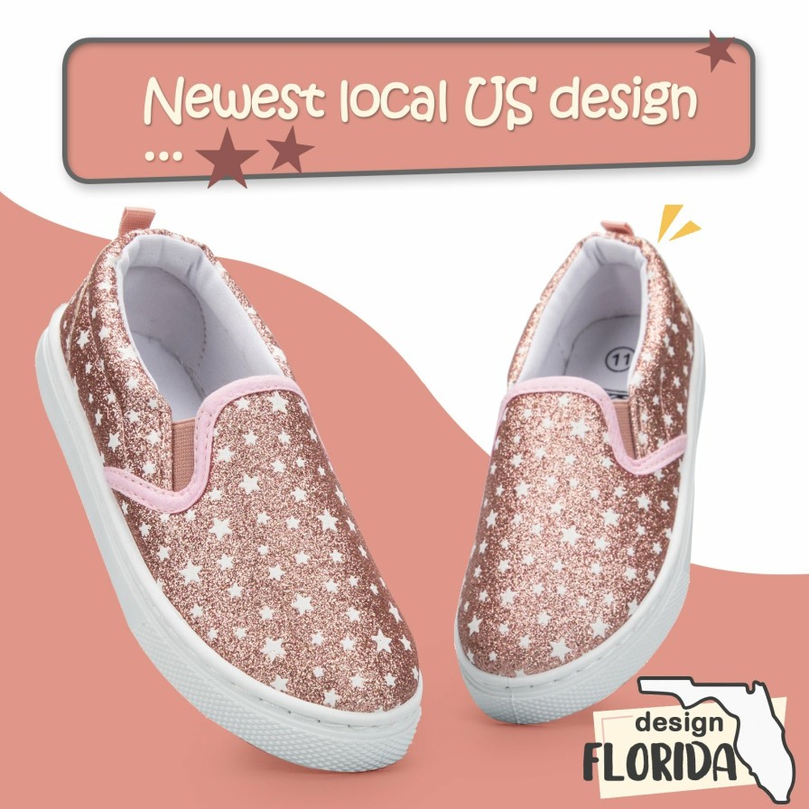 Kids my soft | White Stars Pink Glitter Slip-On Espadrilles