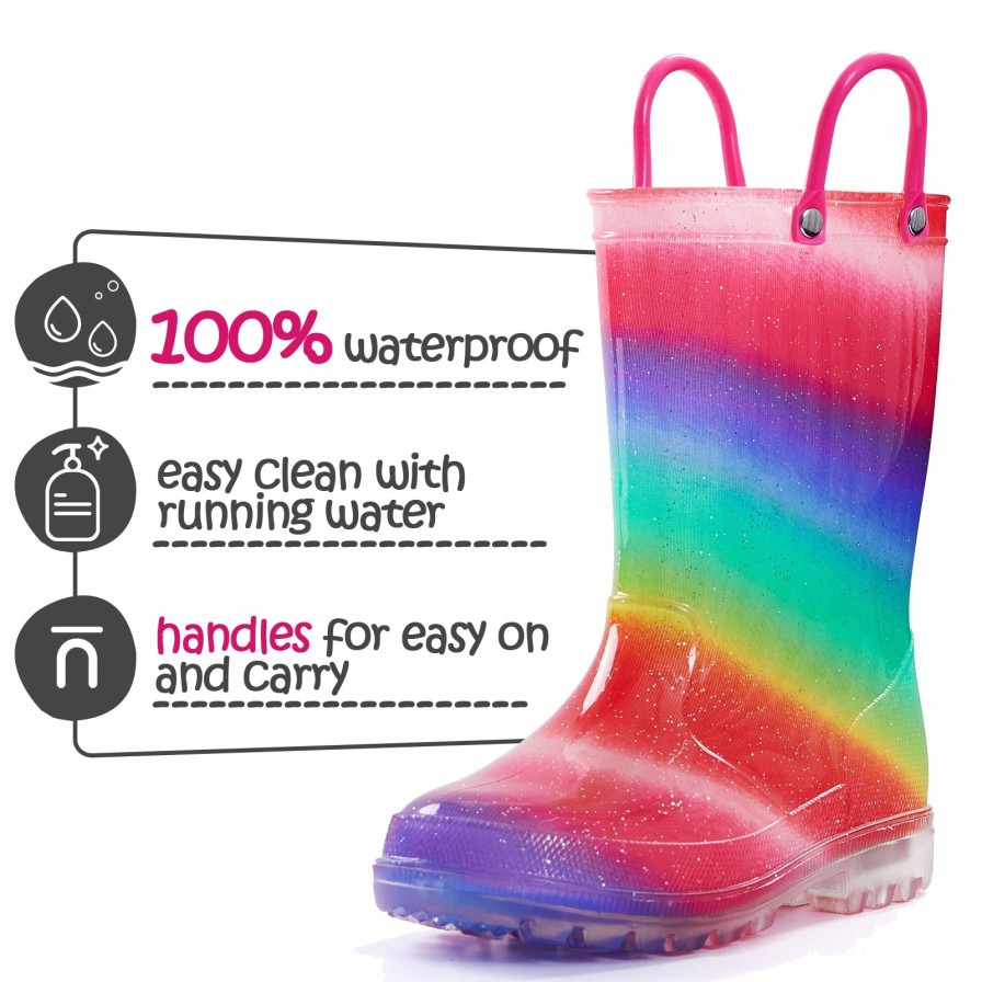 Kids my soft | Rainbow Waterproof Lighted Rubber Rain Boots