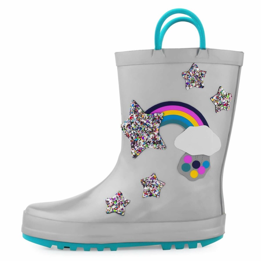 Kids my soft | Rainbow Glitter Stars Waterproof Rubber Rain Boots