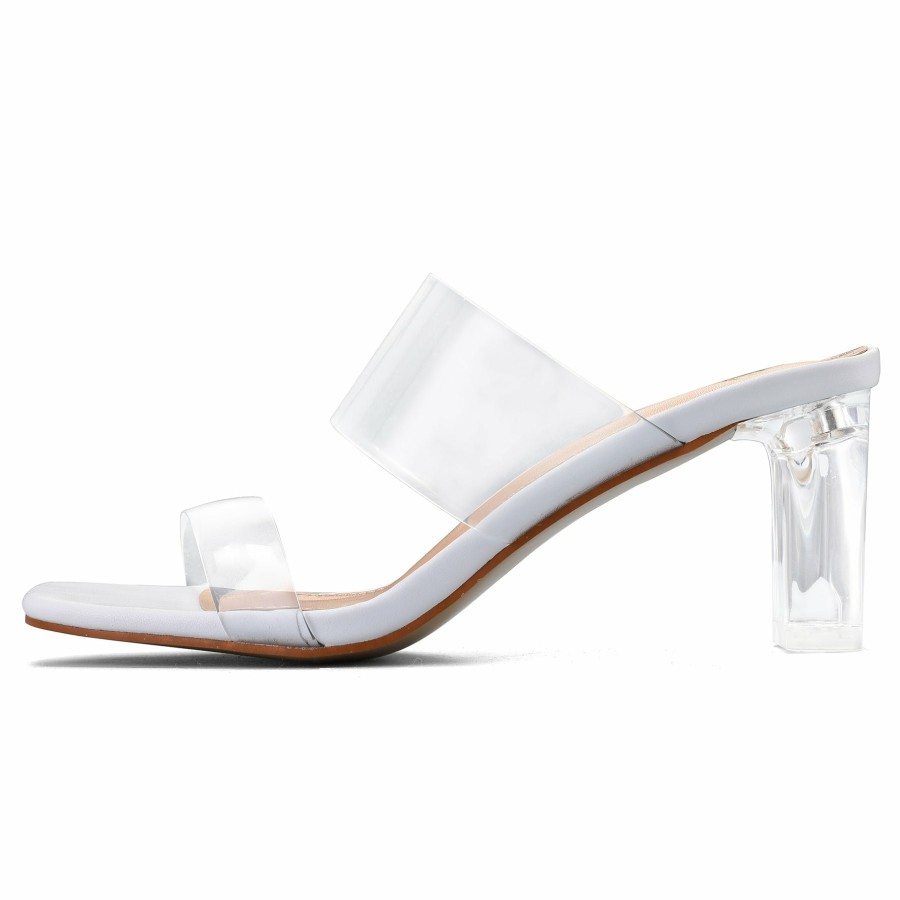 Women my soft Block Heels | Transparent Double Strap Block Transparent Block Heel Sandals