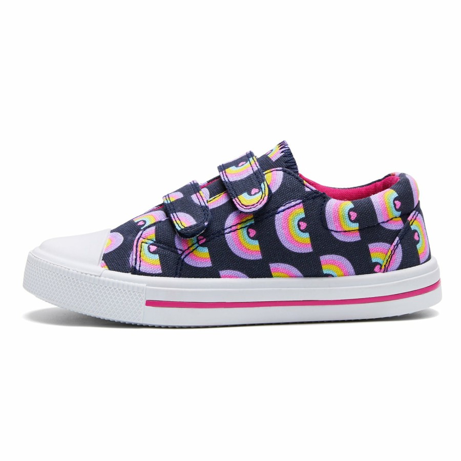 Kids my soft | Cartoon Rainbow Double Velcro Black Canvas Sneakers