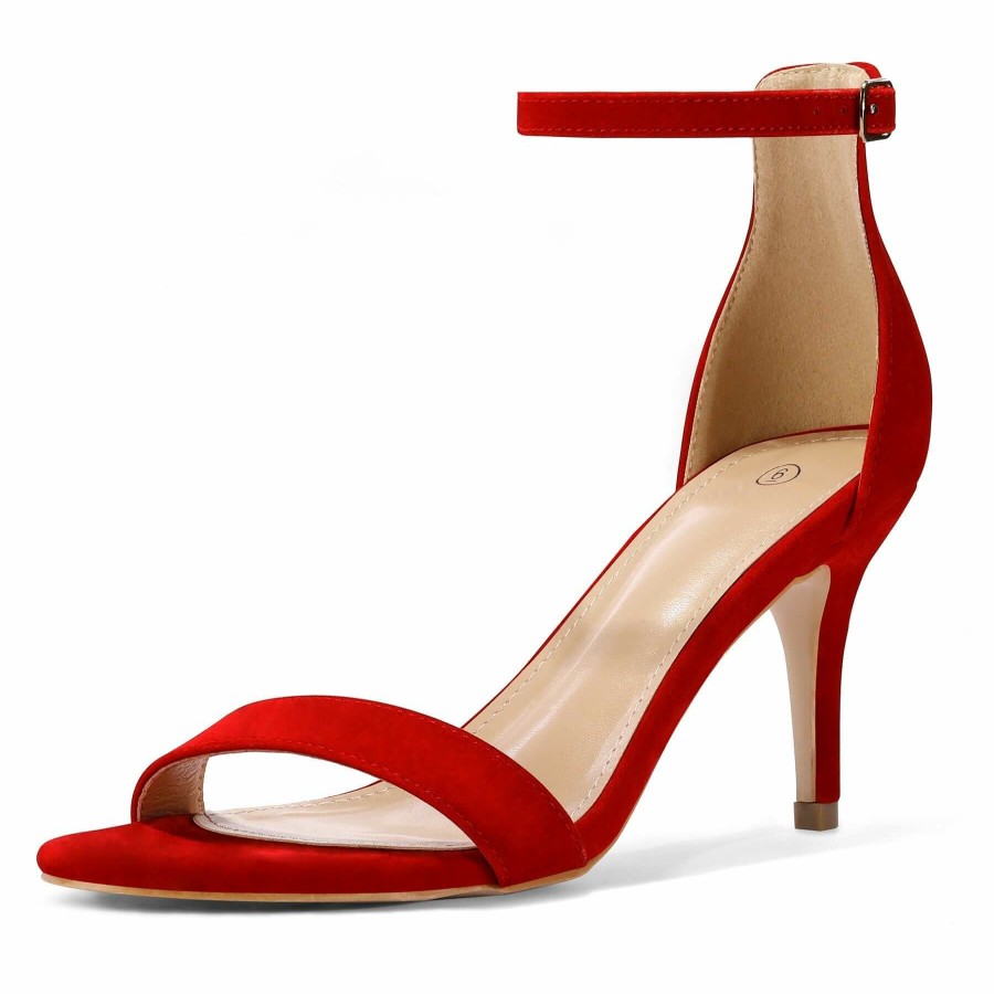 Women my soft Dress Heels | Red Thin Ankle Strap Pointed Toe High Heel Sandals