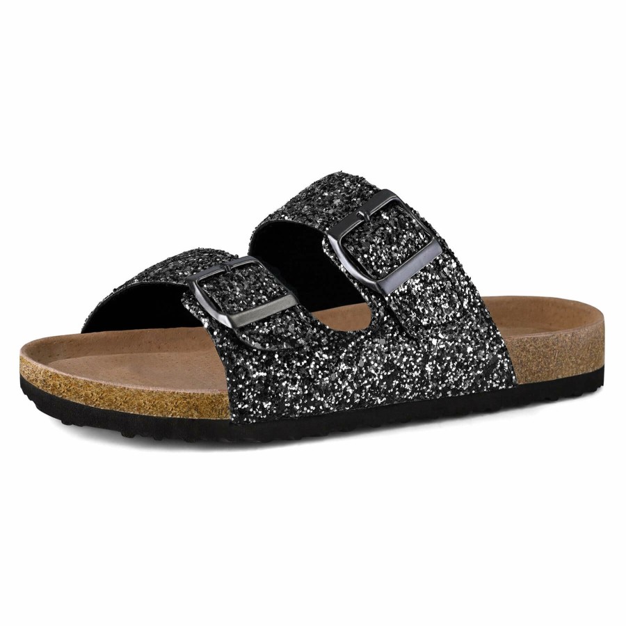 Women my soft | Glittery Cork Footbed Adjustable Buckle Sandals