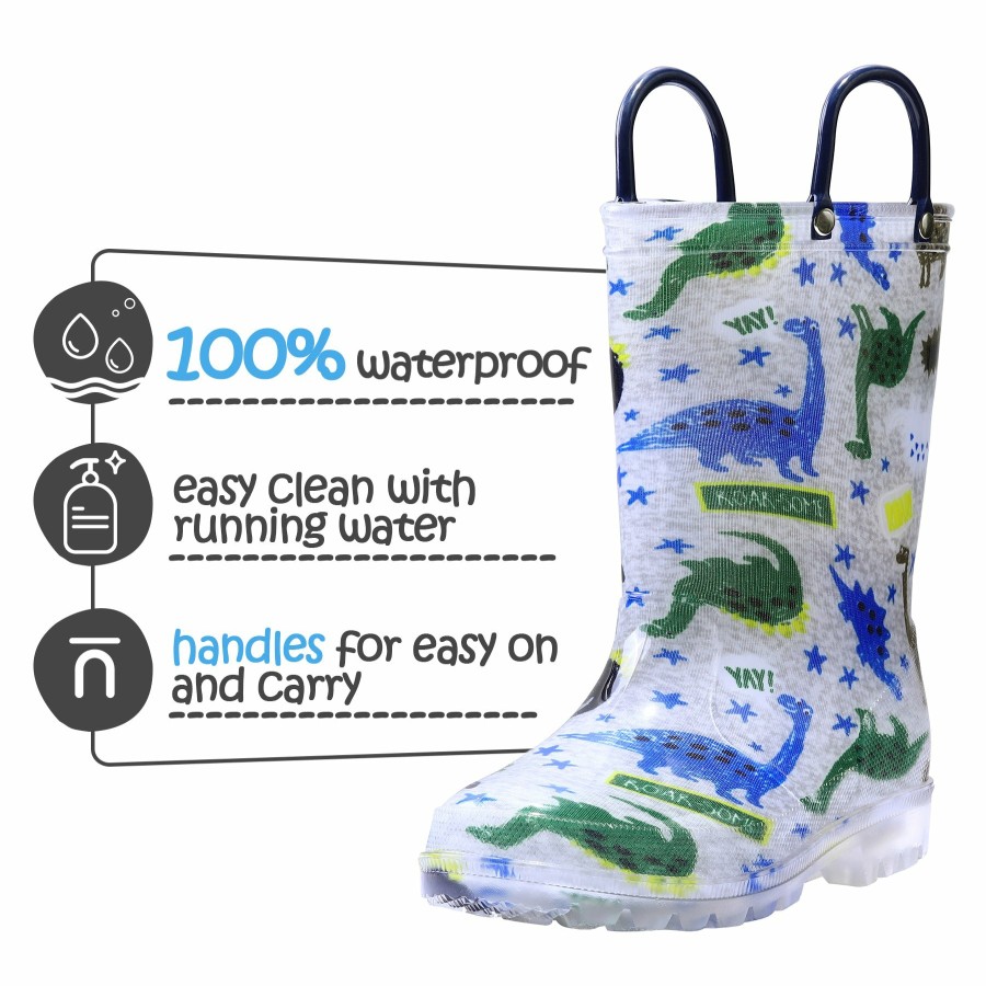 Kids my soft | Dinosaur World Kids Rain Boots-Gray