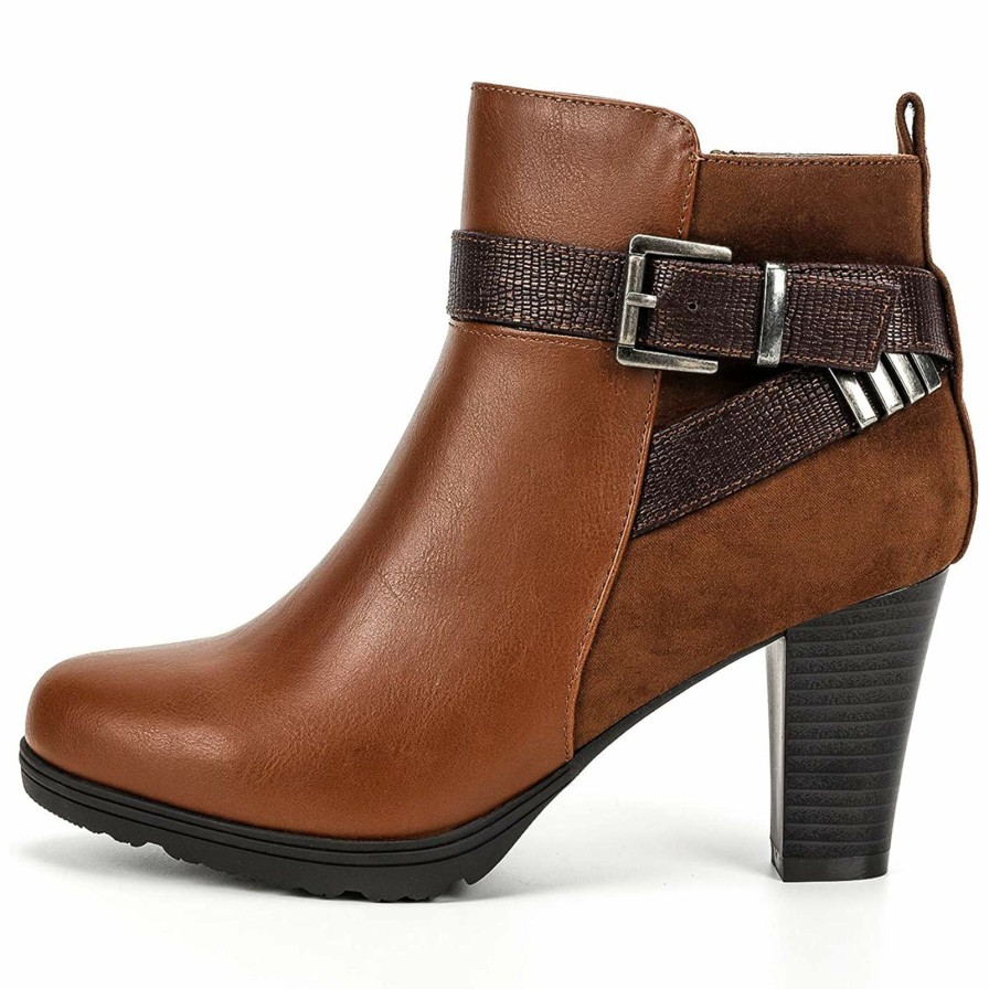 Women my soft Heeled Boots | Double Buckle Chunky Heel Ankle Boots