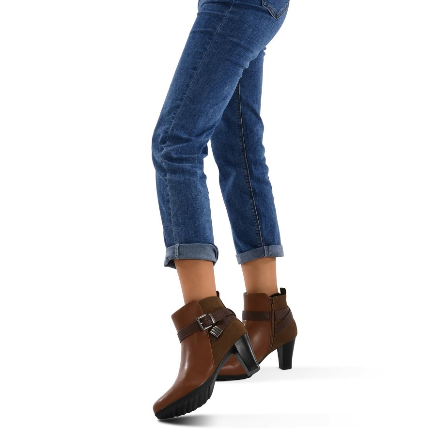 Women my soft Heeled Boots | Double Buckle Chunky Heel Ankle Boots