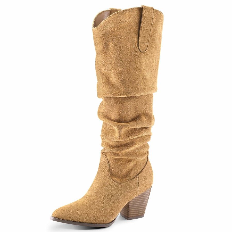 Women my soft Heeled Boots | Micro Suede Track Knee High Boots