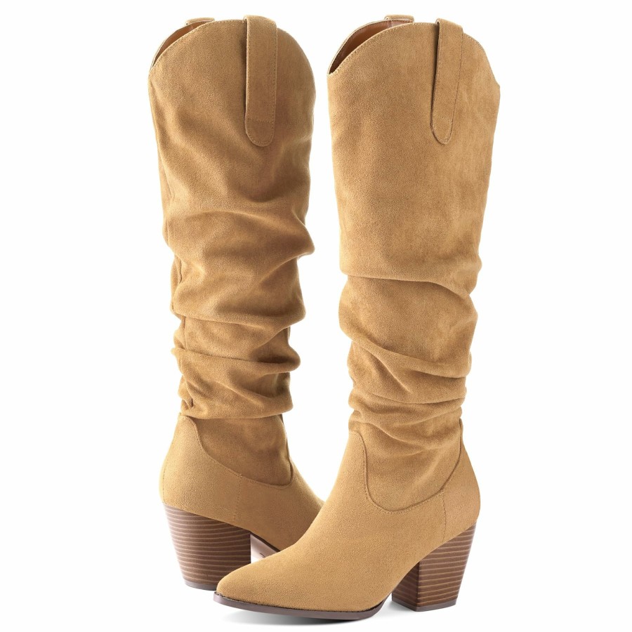 Women my soft Heeled Boots | Micro Suede Track Knee High Boots