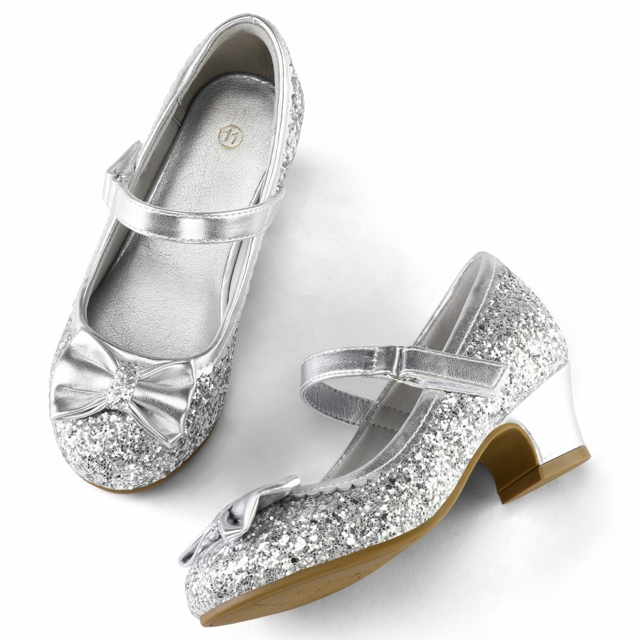 Kids my soft | Kids Dress Shoes-Low Heel Sequined Mary Jane Flats