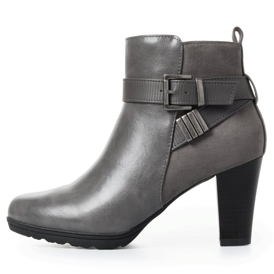 Women my soft Heeled Boots | Double Buckle Chunky Heel Ankle Boots