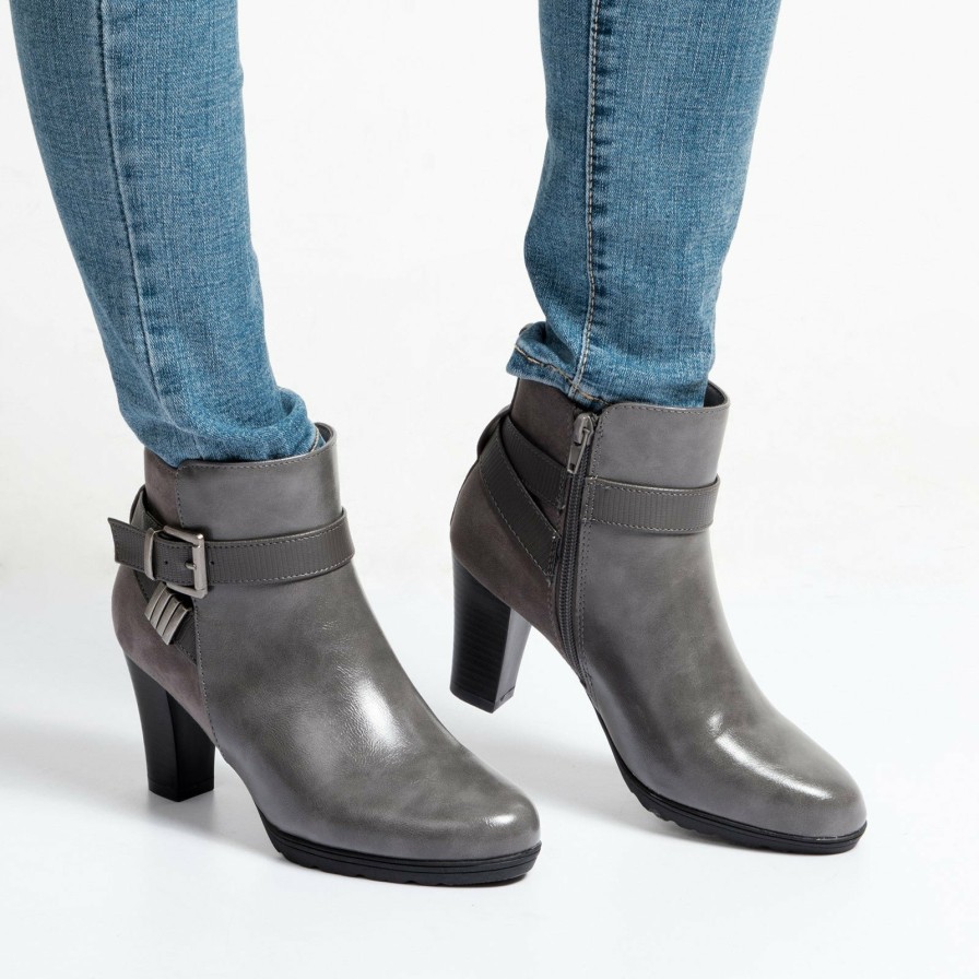 Women my soft Heeled Boots | Double Buckle Chunky Heel Ankle Boots