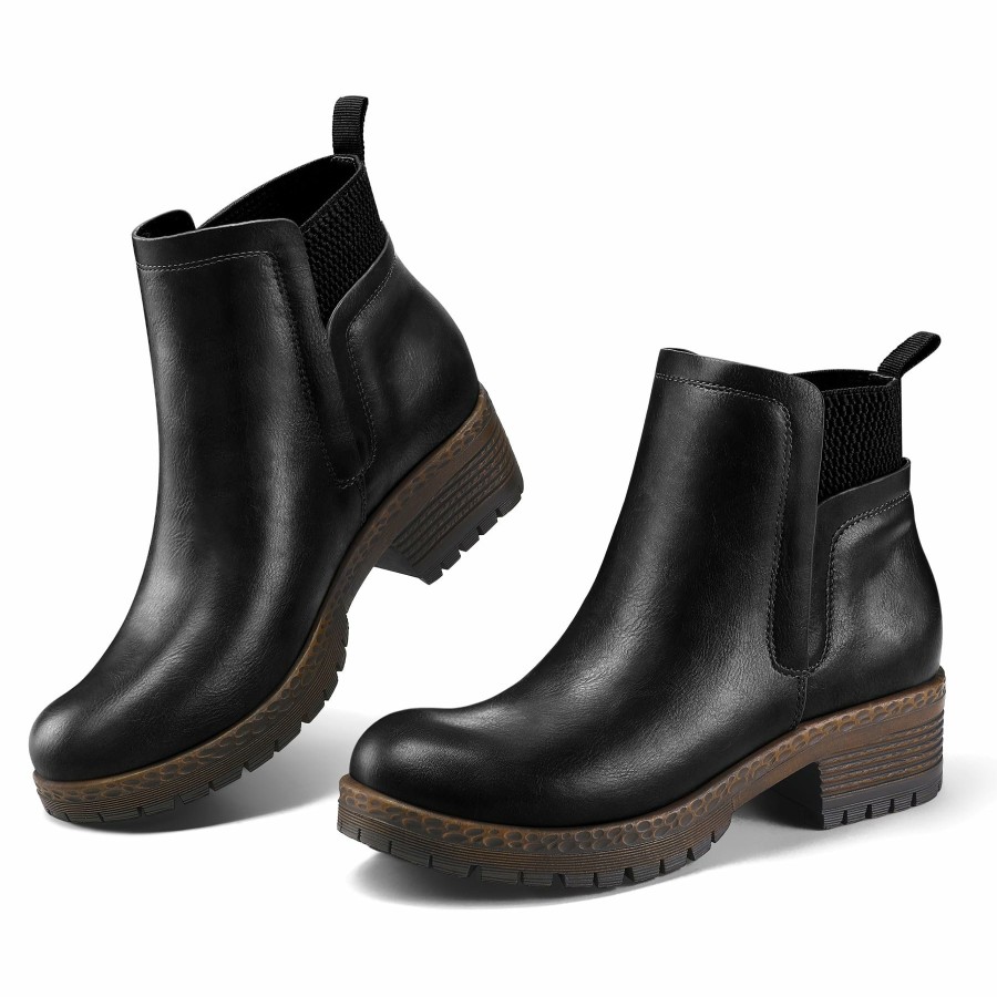 Women my soft Casual Boots | Elastic Gore Platform Chunky Heel Ankle Booties