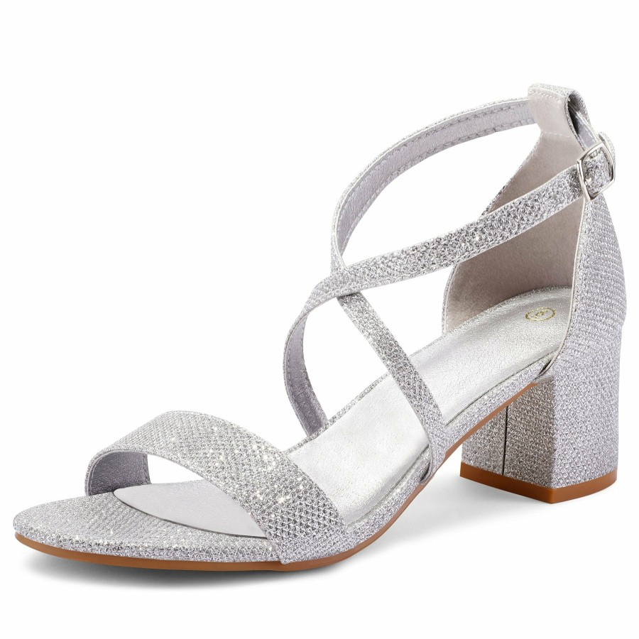 Women my soft Dress Heels | Glitter Simple Fashion Square Heel Sandals