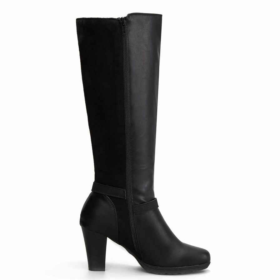 Women my soft Heeled Boots | Black Knee High Suede Leather Boots