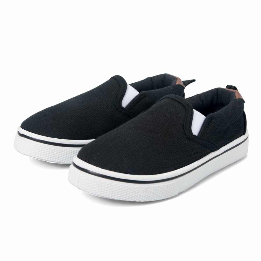 Kids my soft | Plain Black Non-Slip Canvas Walking Shoes