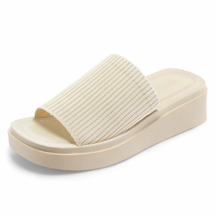 Women my soft | Cute Rib Knit Wedge Sandals