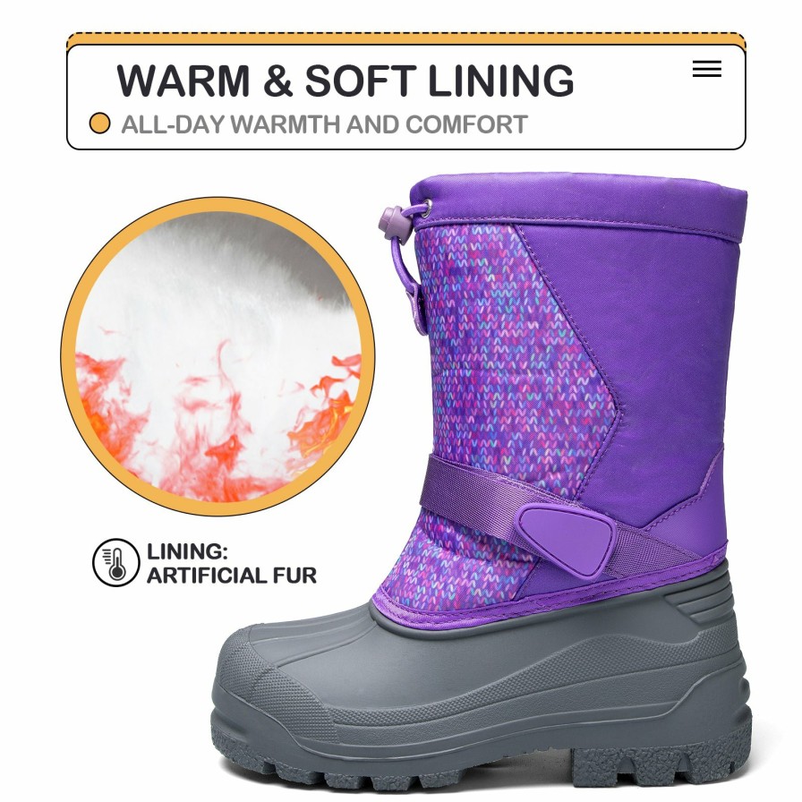 Kids my soft | Purple Warm Waterproof Non-Slip Snow Boots