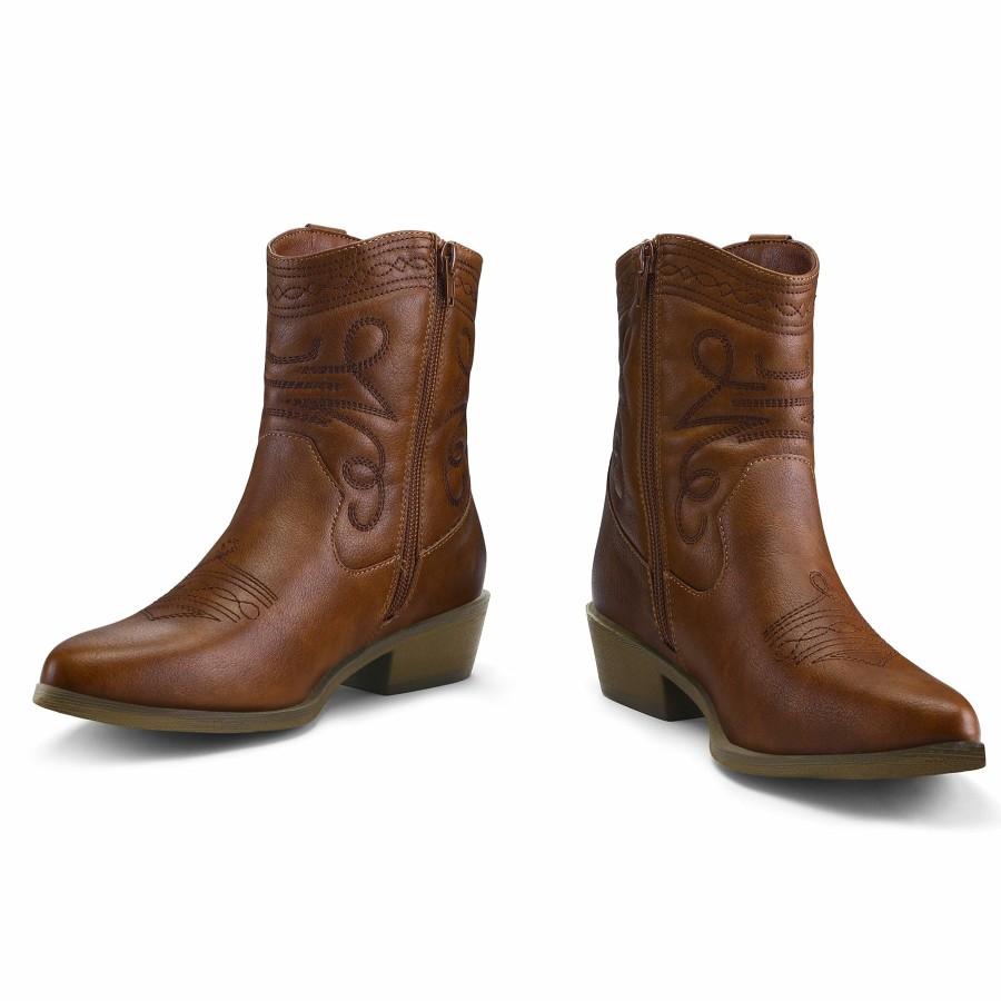 Women my soft Cowboy & Cowgirl Boots | Western Low Heel Brown Cowgirl Boots