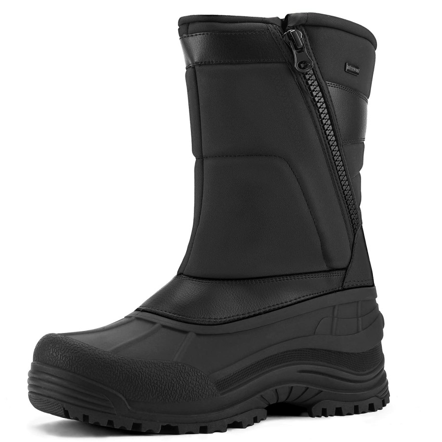 Men my soft | Fur Lined Thinsulate Insulation Waterproof Snow Boots Black Pu