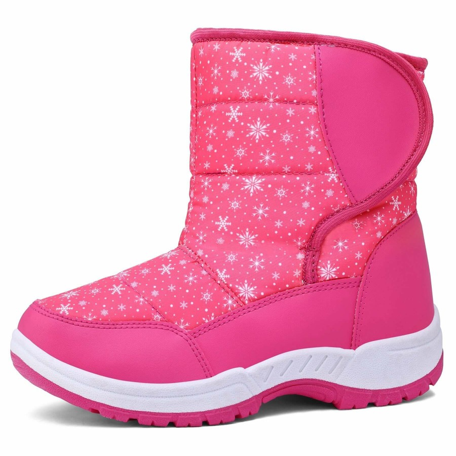 Kids my soft | Pink Snowflake Fur Lined Waterproof Snow Boots