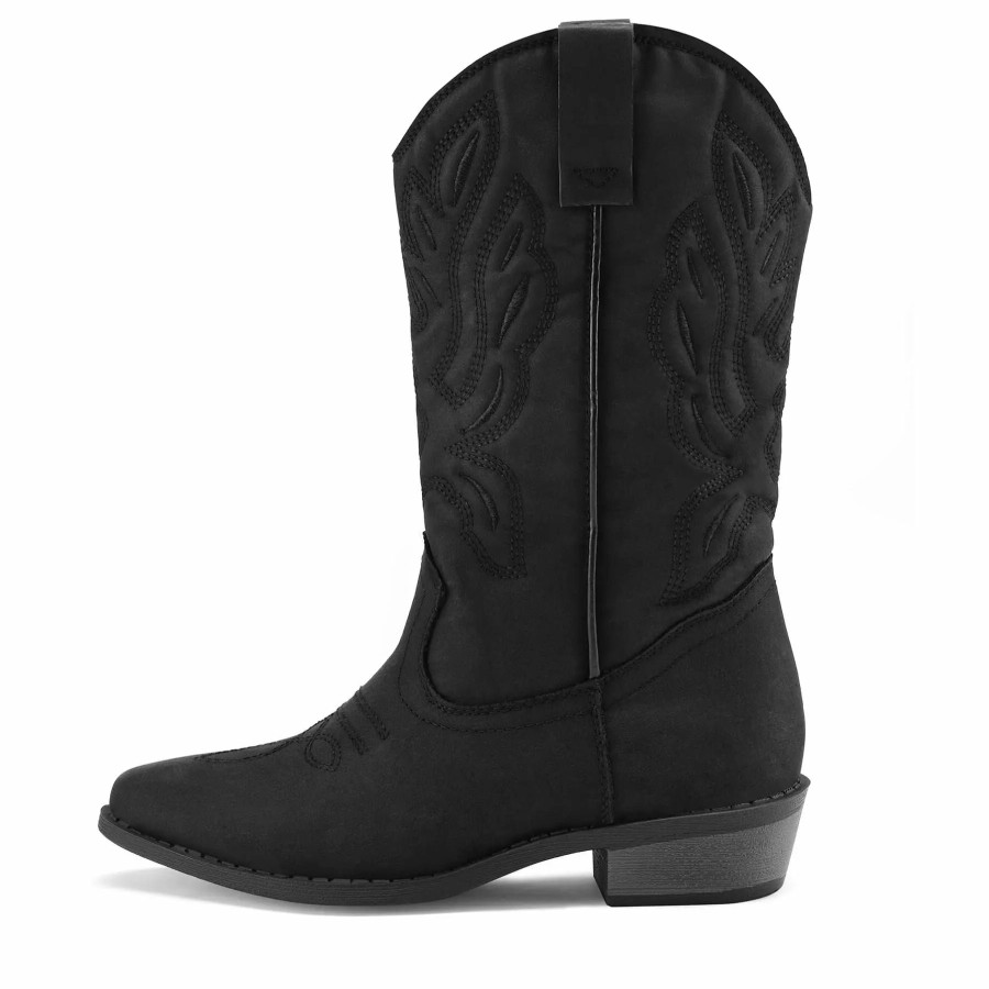 Women my soft Cowboy & Cowgirl Boots | Embroidered Mid-Calf Western Black Boots