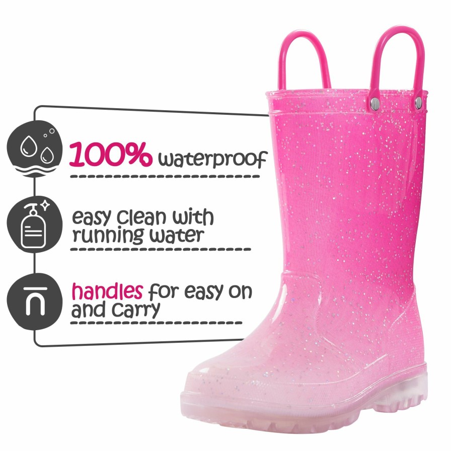 Kids my soft | Pink Gradient Glitter Waterproof Kids Rain Boots