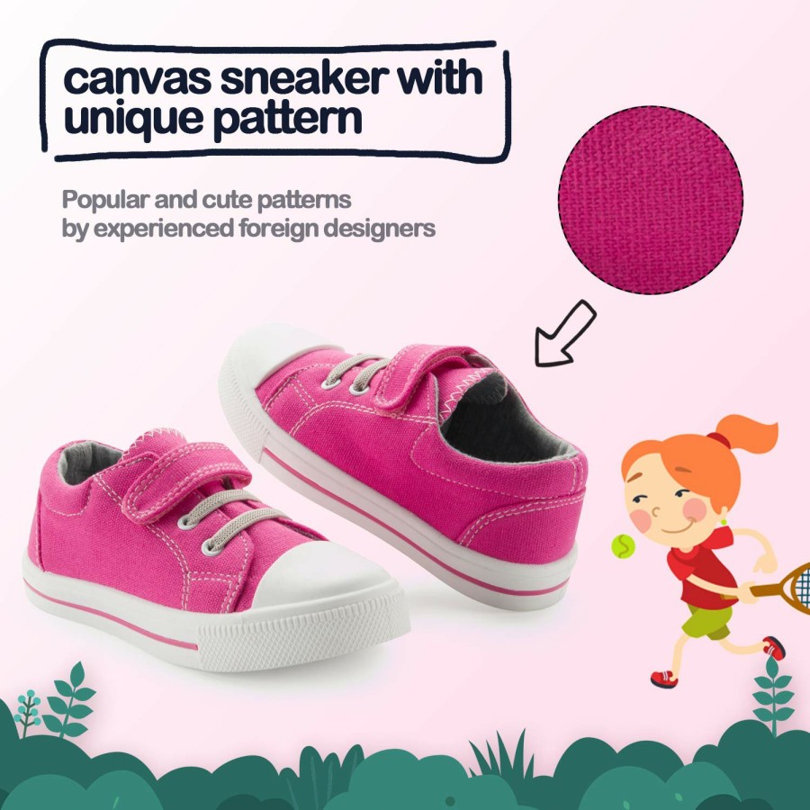 Kids my soft | Red/Pink Single Hook And Loop Canvas Sneakers