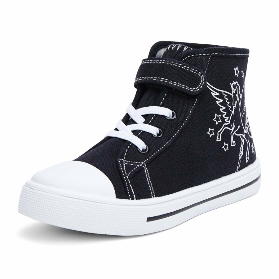 Kids my soft | Angel Unicorn High Top Navy Canvas Sneakers